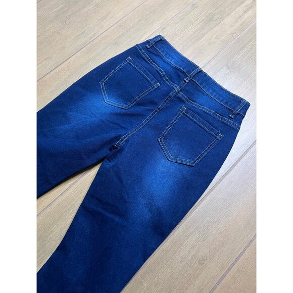 Vintage Look blue high-rise distressed flare Flamingo Distressed Jeans Sz 25x30 - Picture 10 of 12